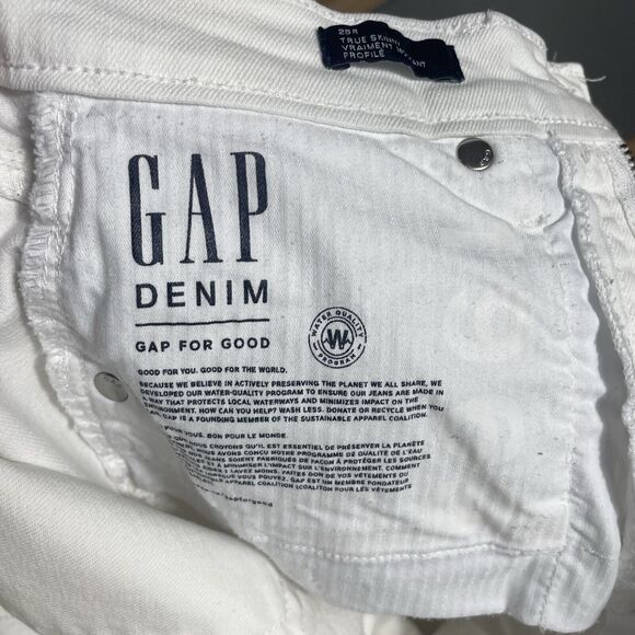 Gap True Skinny White Jean High Waisted Flower Embroidered Size 26R - Picture 8 of 9